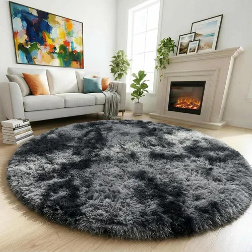 Miniatura 47 de Amdrebio Alfombra Redonda Azul Marino Oscuro de 4 Pies para Habitación de Niños Dormitorio, Alfombras de Área Circulares de Felpa Shag Esponjosa