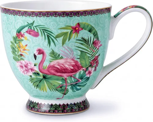 Miniatura 9 de Tazas florales de porcelana de hueso de 16 onzas, elegante taza de té y café floral, apta para microondas y lavavajillas, perfecta para café, té