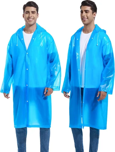 Miniatura 53 de 2 abrigos de lluvia de Borogo para adultos, chaquetas de lluvia reutilizables para hombres y mujeres