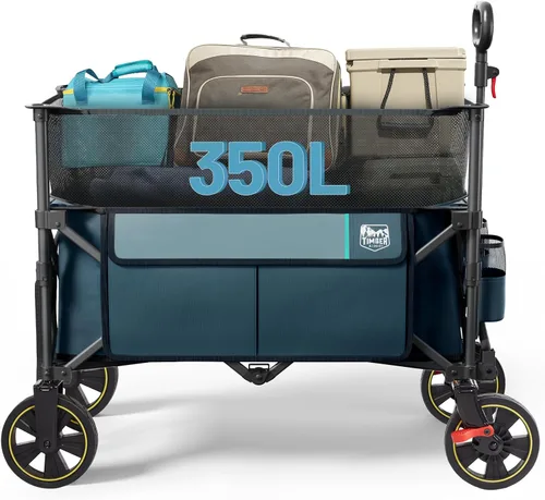 Timber Ridge 350L Carro de Carga Plegable Extra Grande con Freno, Carros de Utilidad Plegables para Acampada al Aire Libre de Alta Resistencia con