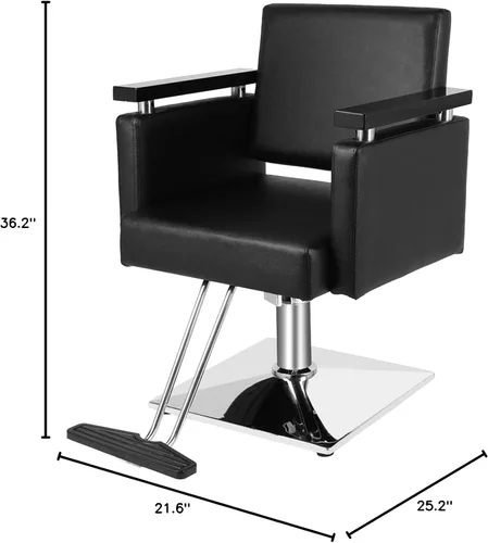 Miniatura 3 de OmySalon Silla hidráulica para peluquería, silla de peluquería moderna con base cuadrada y reposapiés, giro de 360 grados, equipo de spa de belleza