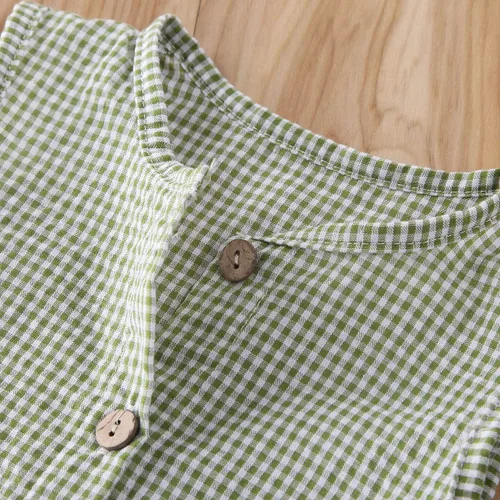 Miniatura 6 de Mubineo Mameluco de lino sin mangas con botones para bebé niño y niña