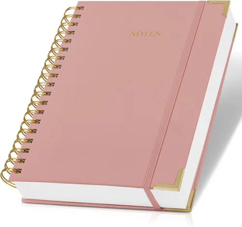 Miniatura 14 de Cuaderno en Espiral Grueso con Portada de Lino Moderno para Mujeres en Formato B5 - Cuaderno de Notas Rayado para la Universidad con 300 Páginas