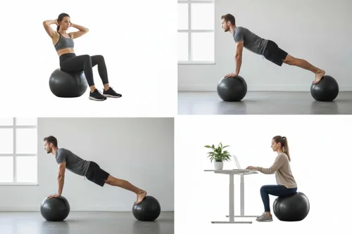 Miniatura 3 de ECO-WISE Aeromat - Pelota de fitness (25.6 in), color negro