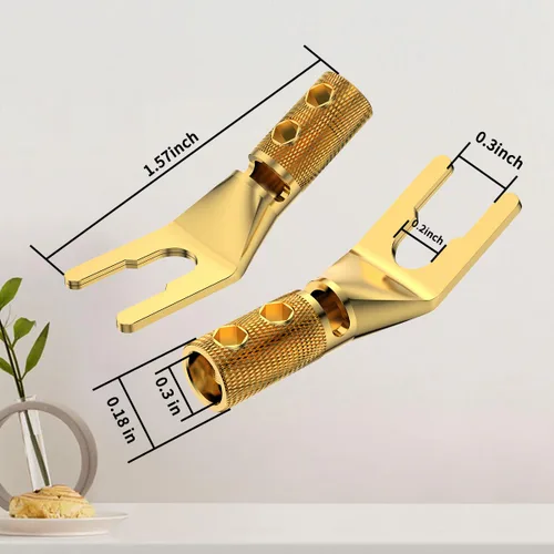 Miniatura 2 de 4 conectores de pala, horquilla de audio de cobre puro de 45 grados, enchufe de espada en Y, tubo termorretráctil y llave hexagonal, enchufe