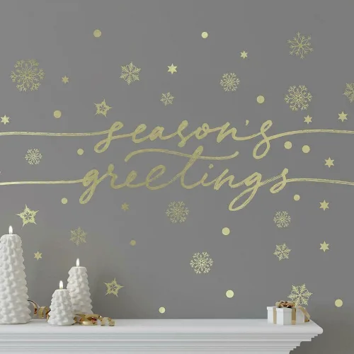 Miniatura 2 de RoomMates RMK4837GM Season's Greetings - Calcomanías de pared metálicas doradas