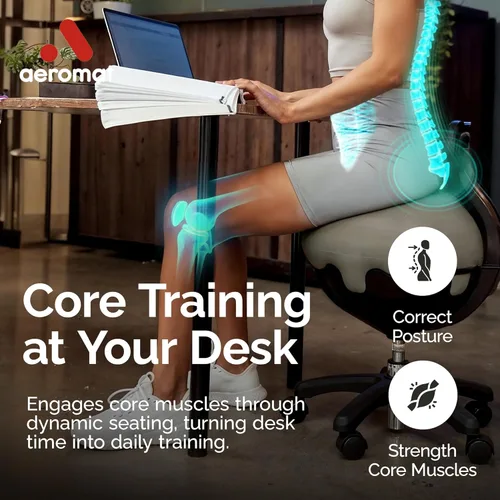 Miniatura 2 de Aeromat Elite - Silla de pelota de yoga para oficina y hogar, capacidad de 250 libras, silla de escritorio ergonómica con ruedas bloqueables, altura