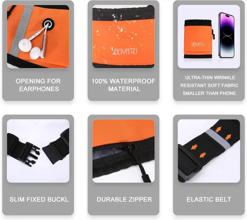 Miniatura 3 de BOYATU Riñonera para correr con cinturón de carrera: cintura delgada para mujeres y hombres, bolsa de entrenamiento ajustable para teléfono, bolsa
