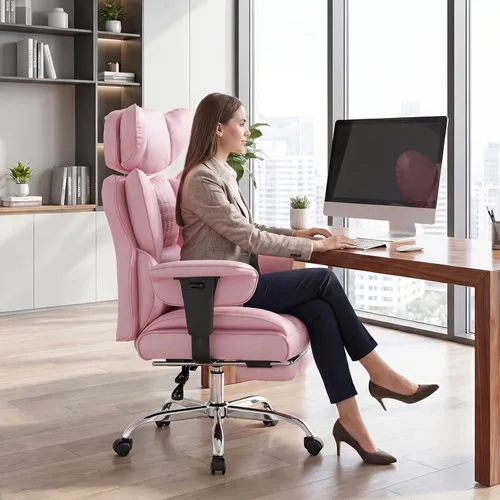 Miniatura 2 de DUMOS Silla de escritorio grande y alta para oficina en casa, silla de computadora para juegos, silla ergonómica ejecutiva con reposapiés, respaldo