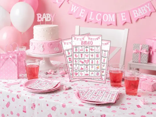Miniatura 4 de Tarjetas de Bingo Rosas para Fiesta de Baby Shower, Juego de Bingo para Baby Shower, Juegos de Fiesta de Baby Shower para Adultos, Suministros