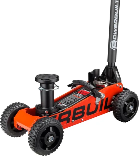 Miniatura 9 de Powerbuilt gato de garaje triple de 1360 kg, resistente para vehículos, camiones, automóviles, motocicletas, gato de transmisión, capacidad de 1.5
