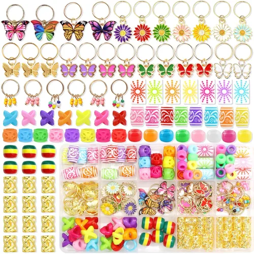 Miniatura 9 de 217 pulseras doradas para el cabello, para trenzas, cuentas de rastas de metal, joyería de perlas Loc, accesorios para trenzas, decoración