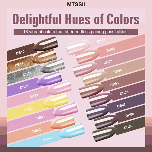 Miniatura 5 de MTSSII Juego de 18 esmaltes de uñas de gel, color nude, rosa, azul, amarillo, kit de esmalte de uñas de gel, compatible con lámpara UV/LED, remojar