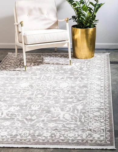 Miniatura 2 de Unique Loom Diseño tradicional clásico intrincado con detalles vintage envejecidos, alfombra de área, 3 pies 3 pulgadas x 5 pies 3 pulgadas, gris