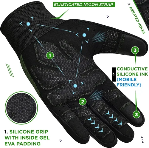 Miniatura 2 de Guantes de levantamiento de pesas RDX para gimnasio, de dedo completo, pantalla táctil, transpirables, antideslizantes, con palma acolchada