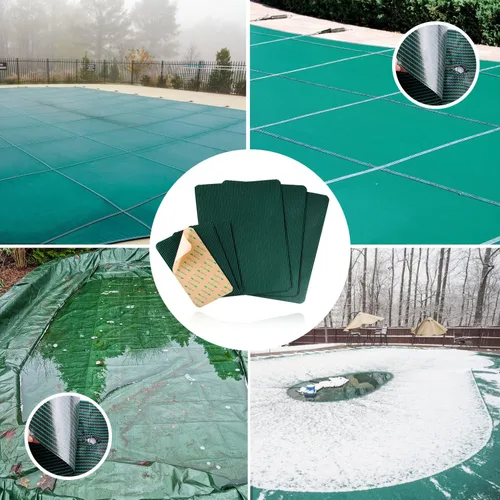 Miniatura 7 de TOYMIS Parches de protección para piscina de 12 x 8 pulgadas / 4 x 8 pulgadas, de malla verde, autoadhesivos, kit de reparación para cubiertas