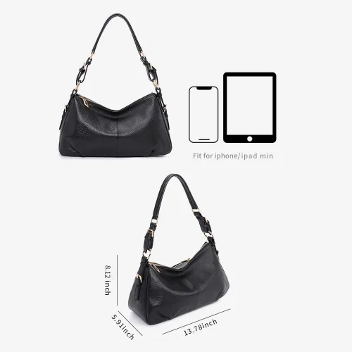 Miniatura 6 de Kattee Bolsos de cuero suave para mujer bolsos de hombro vintage con asa superior auténtica