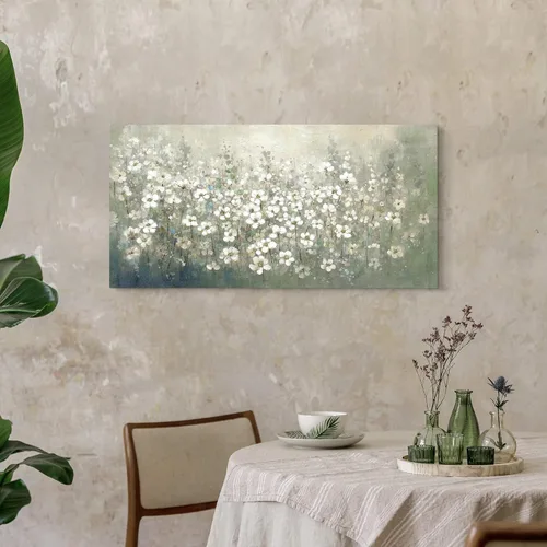 Miniatura 4 de Lienzo decorativo de pared de flores: dormitorio, sala de estar, moderno, blanco, floral, pintada a mano, pintura abstracta de lámina dorada, imagen