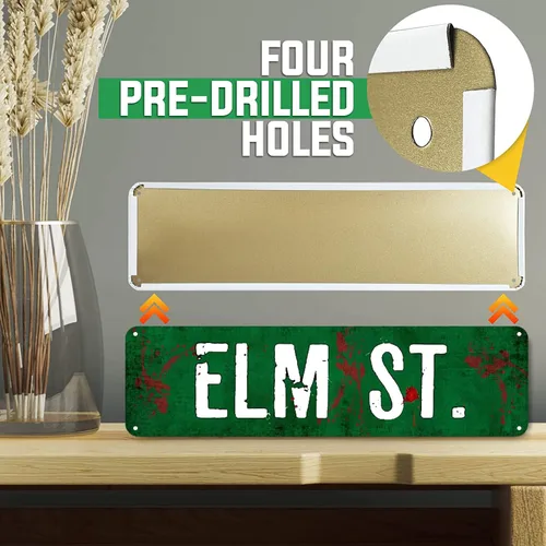 Miniatura 3 de Elm St Street - Placa de metal rústica para decoración de pared (4 x 16 pulgadas)