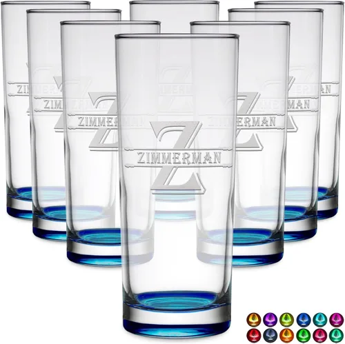 Miniatura 26 de Highball personalizado de 10.5 onzas con fondo negro, vaso Collins alto personalizado, cóctel de bebida mixta recta, inicial con nombre de regalo