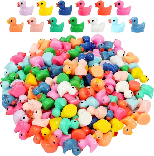 GADIEDIE 130 piezas Patos Mini de Resina Multicolor, Figuras de Pato en Miniatura para Decoración de Paisajes en Casa, Juego de Ocultación,
