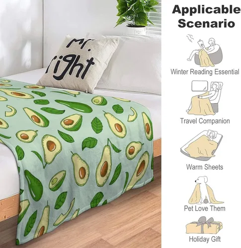 Miniatura 7 de Manta de aguacate para regalo, 40 x 30 pulgadas, bonita manta para niños, niñas, niños, manta verde suave y mullida para regazo y silla