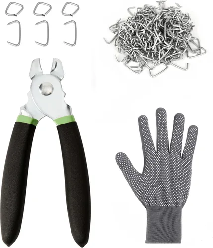 Kit de Alicates para Anillos de Cerdo con 500 Piezas de Anillos de Cerdo de Acero Galvanizado de 3/4", Kit de Alicates Rectos para Anillos de Cerdo