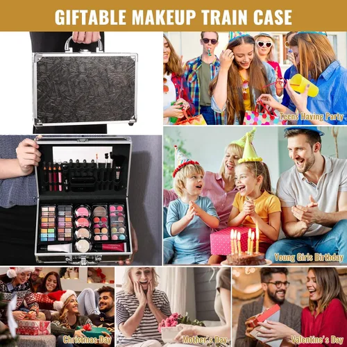 Miniatura 6 de Kit completo de maquillaje para adolescentes y mujeres, estuche de tren de belleza con juego de cosméticos de iniciación, caja de regalo de San