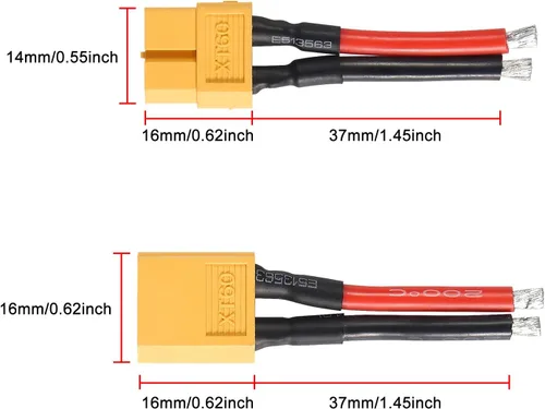 Miniatura 4 de 6 Pairs XT60 Connector 14AWG Silicon Wire Female and Male Extention Cable XT60 Plug Connector Compatible with RC Cars Boat Drone Lithium Battery