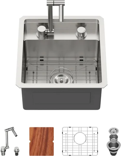 Miniatura 12 de Fregadero de Montaje Bajo de 13 Pulgadas - Beslend 13”x15”x9” Fregadero de Cocina de Acero Inoxidable de Montaje Bajo Calibre 16 Fregadero de Cocina