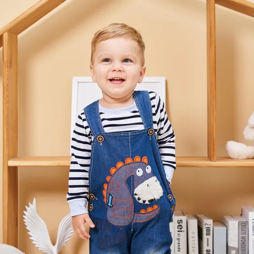 Miniatura 2 de Linda ropa de bebé niño traje niño niño camiseta de manga larga a rayas + mono de mezclilla mono pantalones conjuntos conjuntos