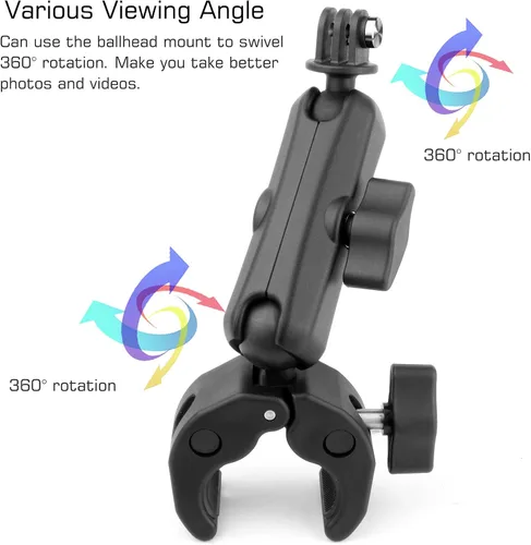 Miniatura 2 de GEPULY Super Clamp Soporte de abrazadera para cámara GoPro Insta360 DJI Accesorios de motocicleta Dual 360 ° Brazo mágico Adaptador de cabezal