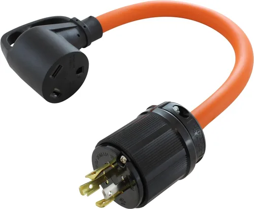 Miniatura 12 de AC WORKS Generador a adaptador RV de 30 amperios (L5-20 20A 3 clavijas de bloqueo compacto) Amarillo