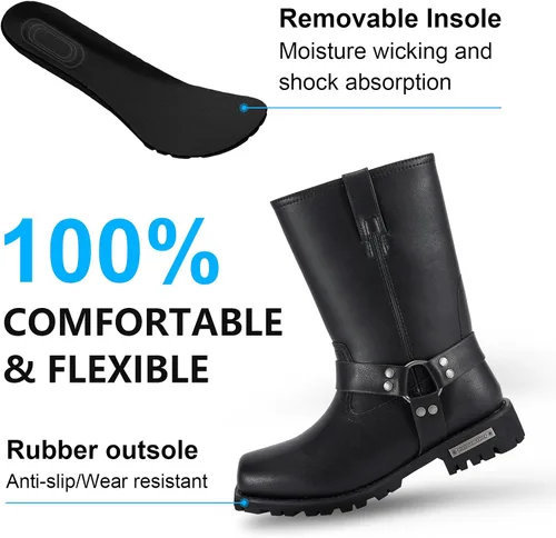 Miniatura 3 de Botas de motocicleta para hombre, impermeables, de piel sintética, botas de media pantorrilla para hombres
