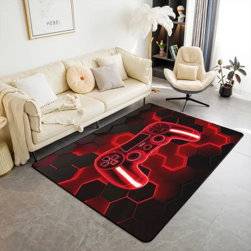 Miniatura 13 de Feelyou Alfombra de sala de estar, 3 x 5 pies, diseño geométrico para niños, diseño moderno a rayas, para interiores, antideslizante, con diseño