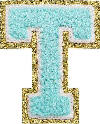 Miniatura 28 de SPRT - Parches de letras de chenilla universitaria con purpurina, parche de letras blancas para planchar con letras del alfabeto para disfraz