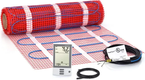 Miniatura 11 de Kit de alfombrillas calefactoras de suelo de 7.5 pies cuadrados de 120 V, sistema eléctrico de calefacción de suelo radiante, termostato