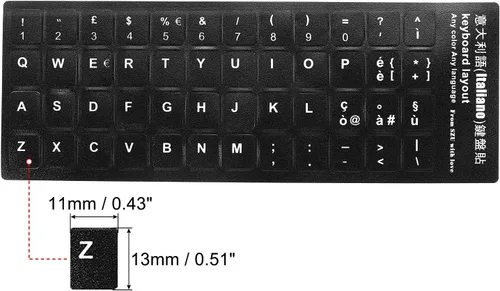 Miniatura 2 de PATIKIL Calcomanías italianas para diseño de teclado, paquete de 4 fundas universales de repuesto para computadora de escritorio, fondo negro