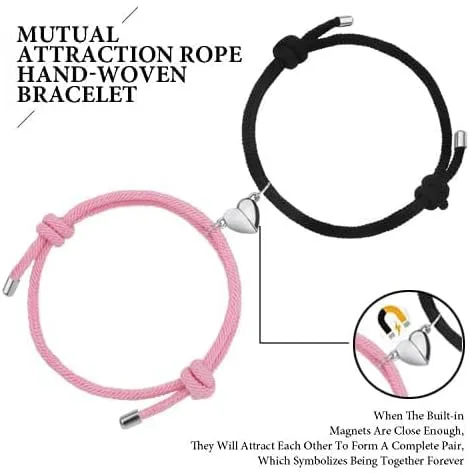 Miniatura 2 de Pulseras magnéticas para parejas, pulseras de atracción mutua, votos de amor eterno, pulseras de pareja ajustables, regalos de joyería expresan amor