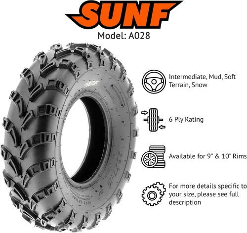 Miniatura 2 de SunF 22x12-9 ATV UTV Neumático 22x12x9 Barro Tubeless 6 PR A028-1 - Par de 2