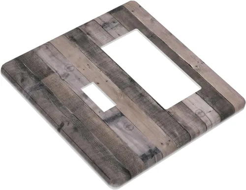 Miniatura 430 de Placa Decorativa de Pared de Granja Rústica con Cuerno de Madera para Puerta de Granero 1 Banda Duplex Cubiertas de Toma Eléctrica Soltera