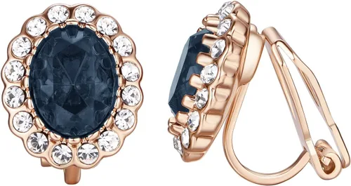 Miniatura 32 de Yoursfs Austria - Aretes de clip de cristal para mujer, chapados en oro de 18 quilates, joyería de moda con halo de circonita cúbica, aretes sin