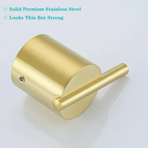 Miniatura 7 de RANDOM Gancho de toalla de oro cepillado, ganchos dorados para pared, ganchos de acero inoxidable 304 para toallas de baño, cocina, moderno gancho