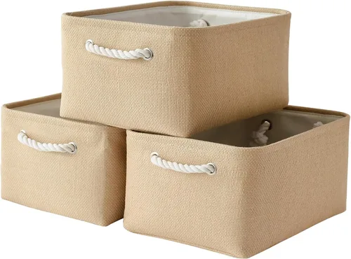 Miniatura 13 de TheWarmHome Contenedores de almacenamiento para estantes, tamaño mediano, 3 unidades, 13.8 pulgadas de largo x 9.8 pulgadas de ancho x 6.7 pulgadas