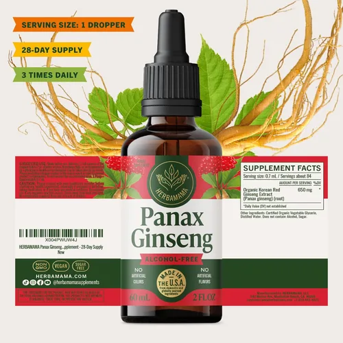 Miniatura 11 de HERBAMAMA Panax - Tintura de raíz de ginseng – Apoyo energético vegano con extracto de ginseng rojo coreano gotas líquidas – Suplemento de apoyo