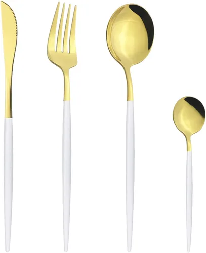 Miniatura 17 de Juego de cubiertos Cuchillo de cena Postre Tenedor Cuchara Juego de vajilla de acero inoxidable Vajilla de cocina 4 piezas Negro