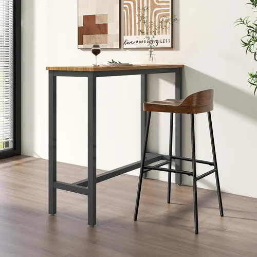 Miniatura 8 de COSTWAY Juego de 4 taburetes de bar industriales de 29 pulgadas con respaldo bajo y reposapiés, patas de metal, silla de altura de mostrador