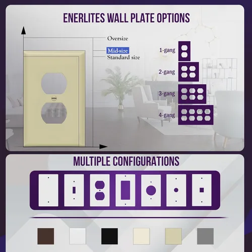 Miniatura 5 de ENERLITES Placa de Pared para Receptáculo Dúplex, Cubierta de Toma Eléctrica, Acabado Brillante, Tamaño Mediano 1-Gang 4.88" x 3.11", Policarbonato