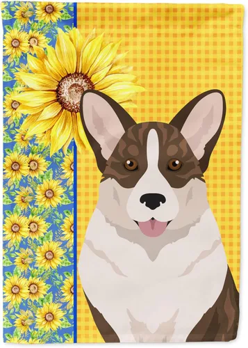 Miniatura 327 de Caroline's Treasures WDK5331CHF - Bandera de verano con diseño de girasoles rojos y blancos, manga grande, para porche, para colgar en la pared