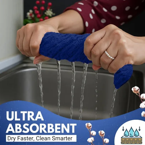 Miniatura 3 de Infinitee Xclusives Paquete de 12 toallas de cocina de alta calidad, 100% algodón, 15 x 25 pulgadas, paños de cocina para cocina, color azul poderoso